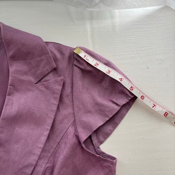 Sandro Lilac Linen Blend Puff Sleeve Peplum Blazer Top Size M - Picture 8 of 12